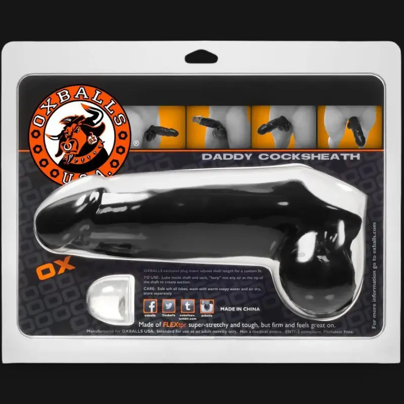 Funda para pene Oxballs DADDY, FLEXTPR™, soporte escrotal | Dark-Ink
