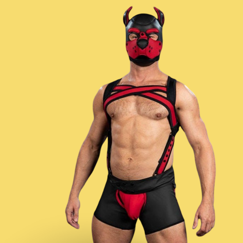 Mr S Leather X-Factor Bold Color Body Harness – Harnais néoprène - Rouge