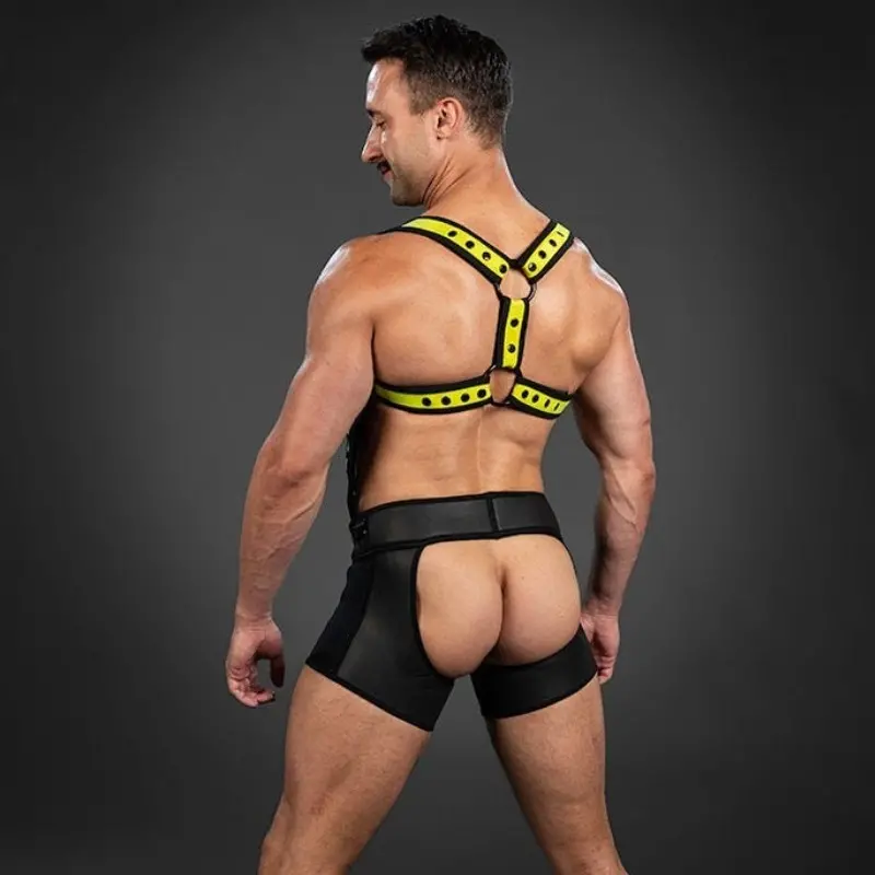 Arnés de neopreno X-Factor Mr S Leather, amarillo | Dark-Ink