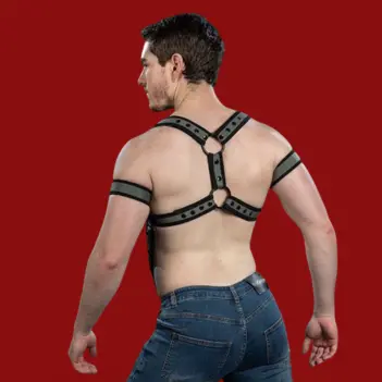 Mr S Leather X-Factor neoprene harness, grey | Dark-Ink