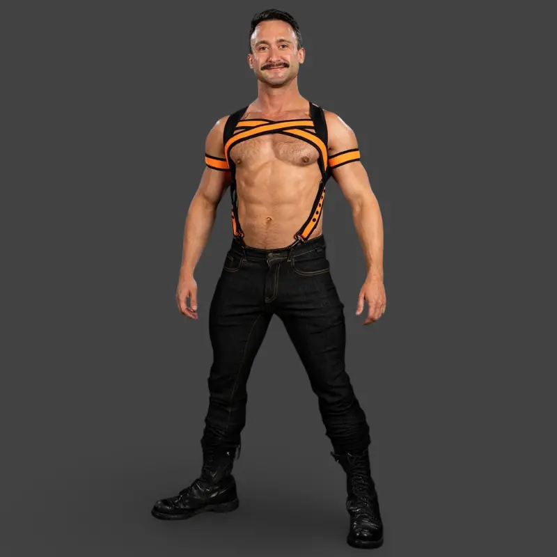 mr-s-leather-x-factor-orange-harnais-neoprene