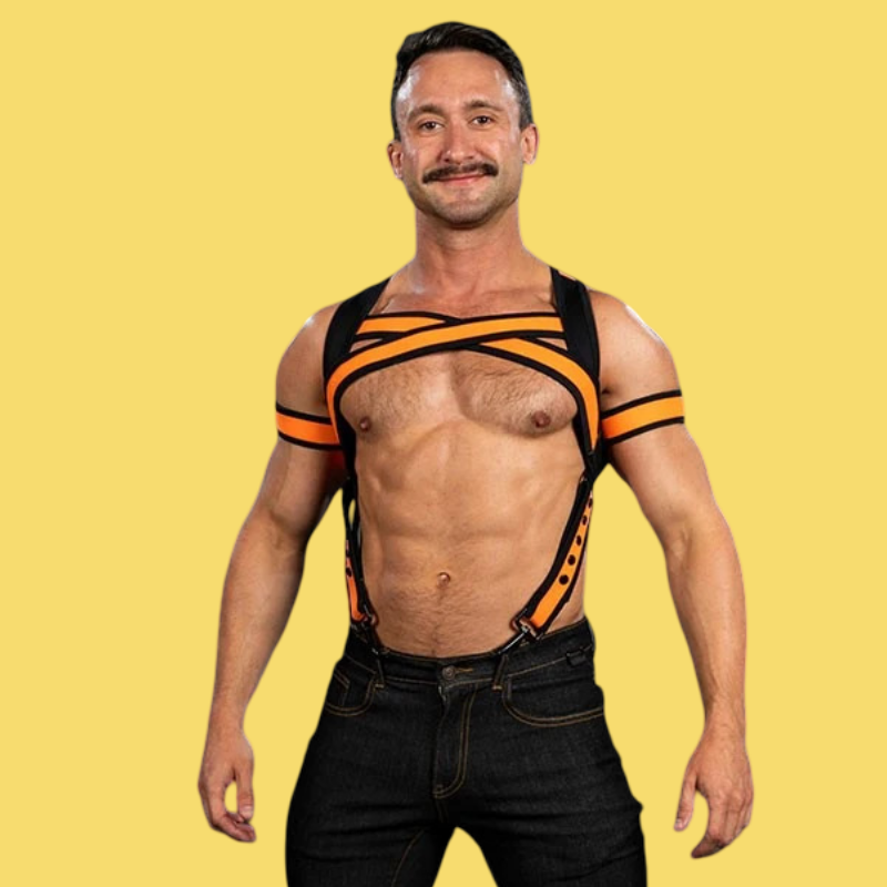 Mr S Leather X-Factor Bold Color Body Harness – Harnais néoprène - Orange