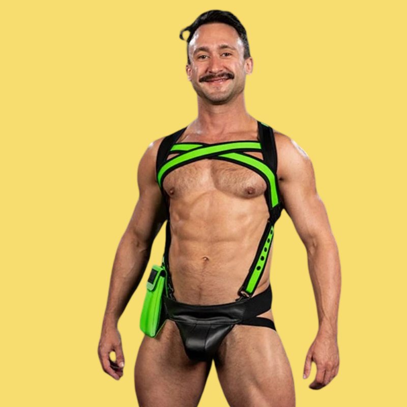 copia de Mr S Leather X-Factor Bold Color Body Harness – Arnés de neopreno - Lime