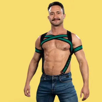 Neopren Harness X-Factor Mr S Leather, Hunter-Grün | Dark-Ink