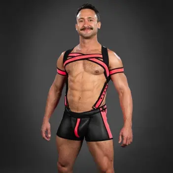Harnais néoprène X-Factor Mr S Leather, pink | Dark-Ink