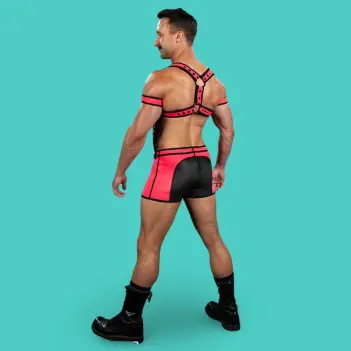 Harnais néoprène X-Factor Mr S Leather, pink | Dark-Ink