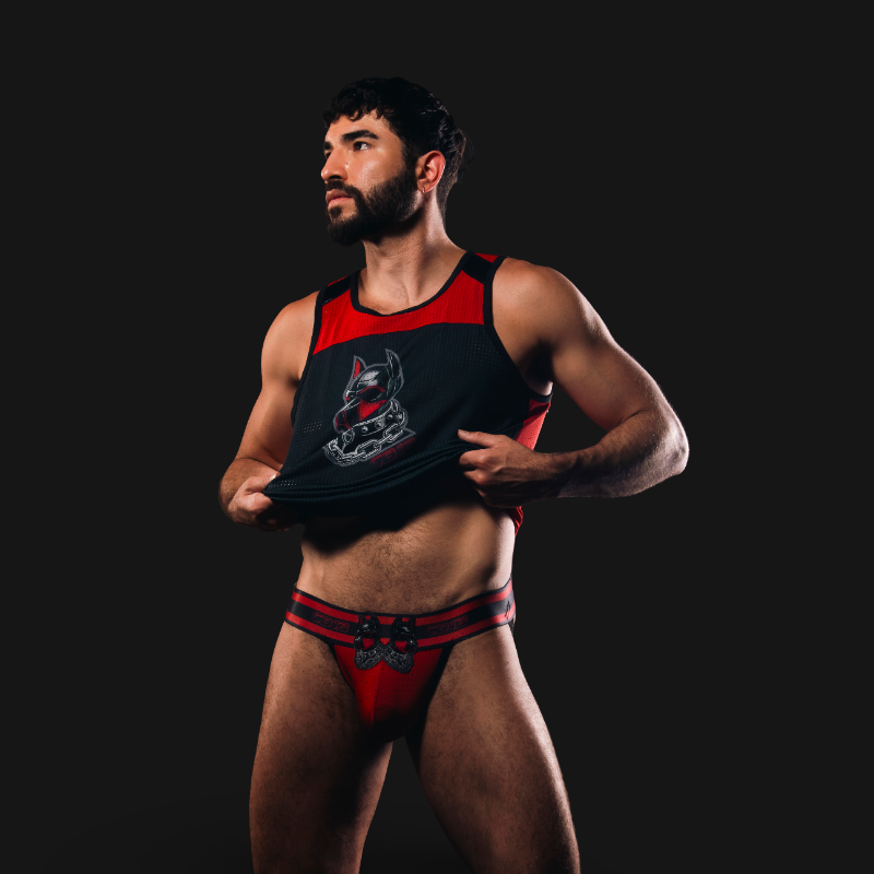 CellBlock13 Dark Pup red Jockstrap | Dark-Ink