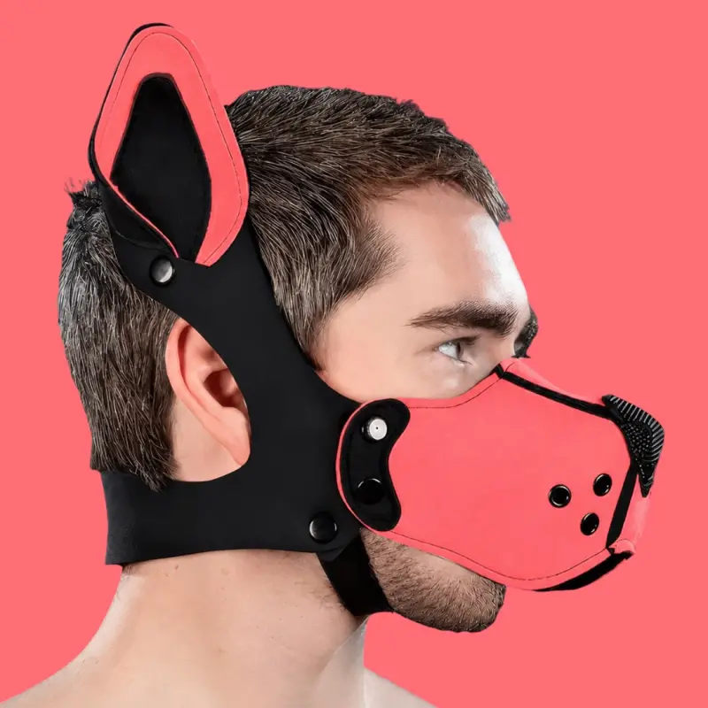 Mr S Leather Neoprene K9 puppy muzzle kit, pink | Dark-Ink