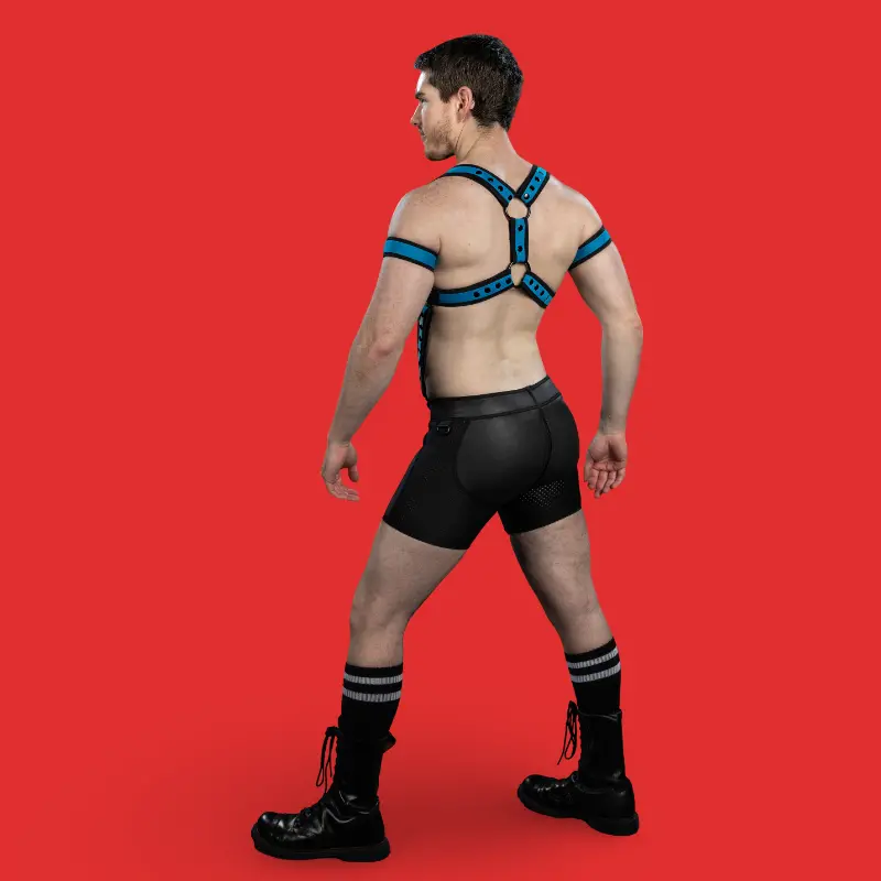 Harnais néoprène X-Factor Mr S Leather aqua | Dark-Ink