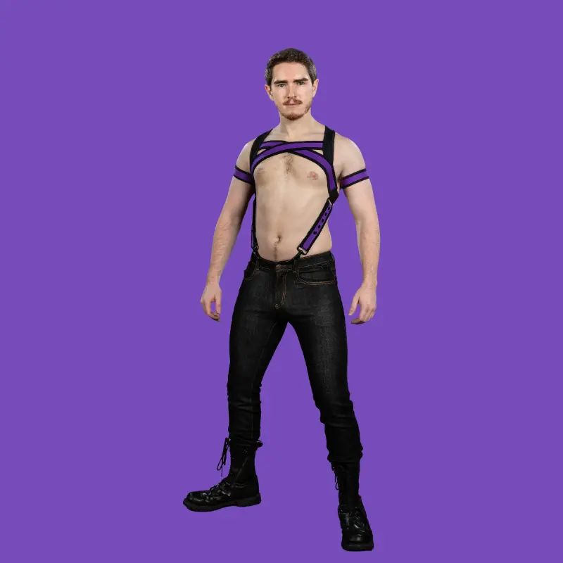 Harnais néoprène X-Factor Mr S Leather violet noir | Dark-Ink
