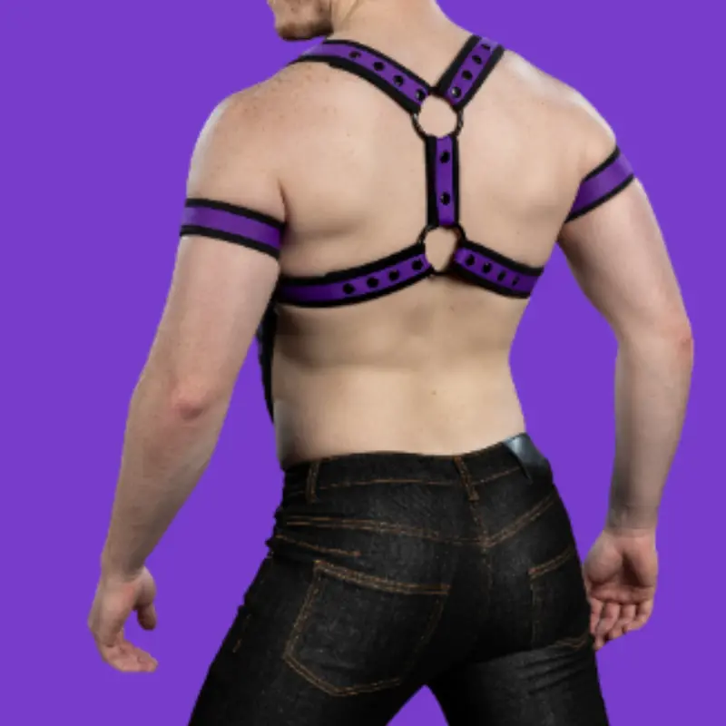 Mr S Leather X-Factor Purple Neoprene Harness | Dark-Ink