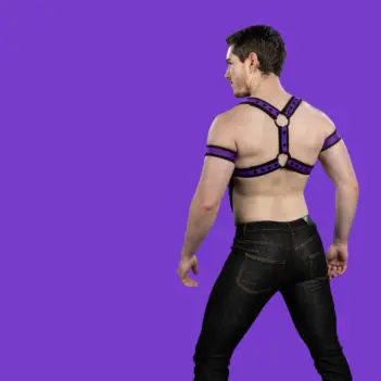 Harnais néoprène X-Factor Mr S Leather violet noir | Dark-Ink