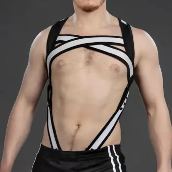 Harnais néoprène X-Factor White Mr S Leather | Dark-Ink