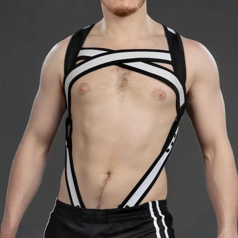 Harnais néoprène X-Factor White Mr S Leather | Dark-Ink