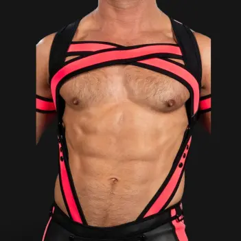Harnais néoprène X-Factor Mr S Leather, pink | Dark-Ink