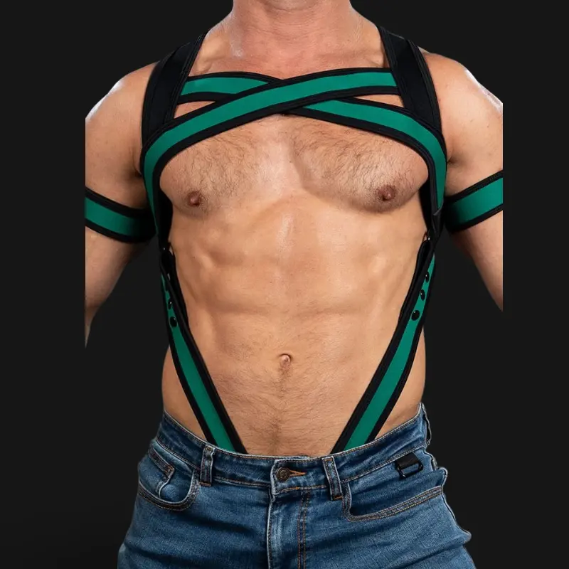 Mr S Leather X-Factor Hunter Neopren-Harness | Dark-Ink
