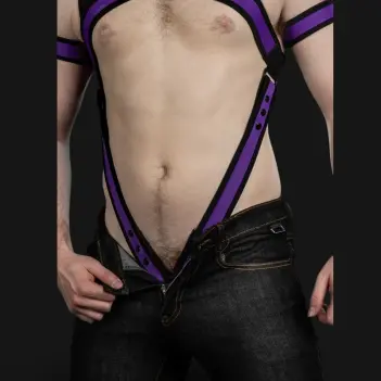 Harnais néoprène X-Factor Mr S Leather violet noir | Dark-Ink