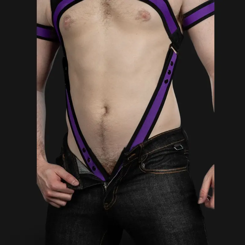 Mr S Leather X-Factor Purple Neoprene Harness | Dark-Ink