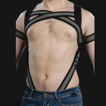Mr S Leather X-Factor neoprene harness, grey | Dark-Ink