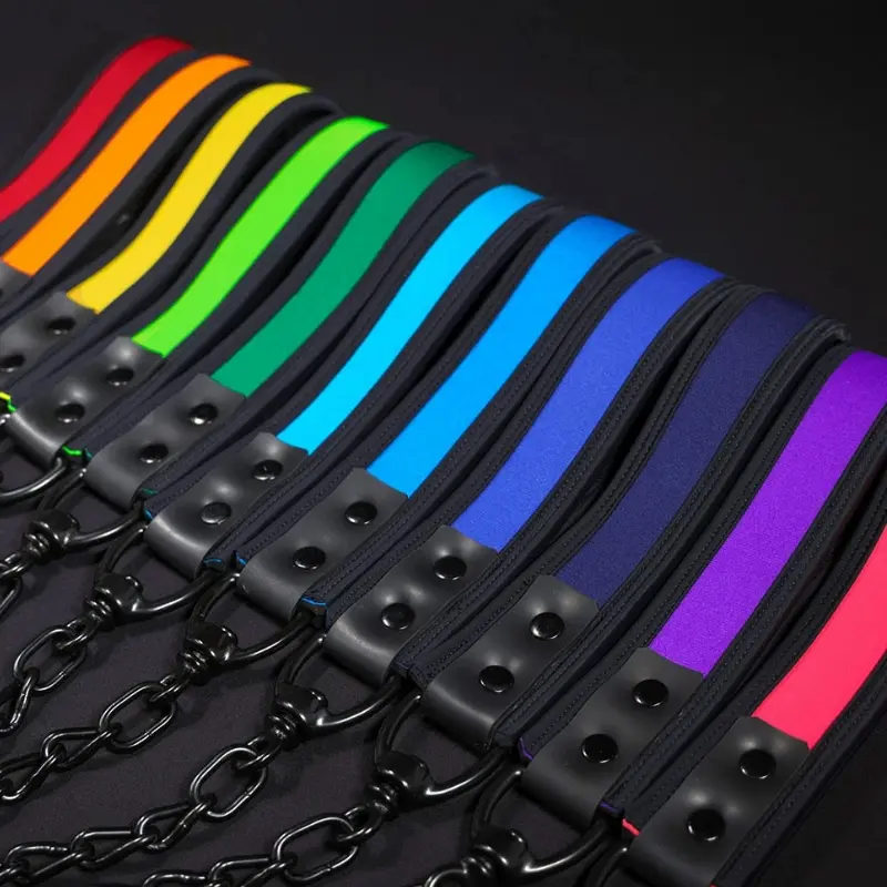 Laisse puppy play néoprène Mr S Leather, 16 couleurs | Dark-Ink