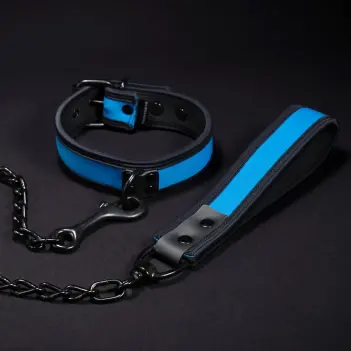 Mr S Leather neoprene puppy leash, 16 colors black hardware | Dark-Ink