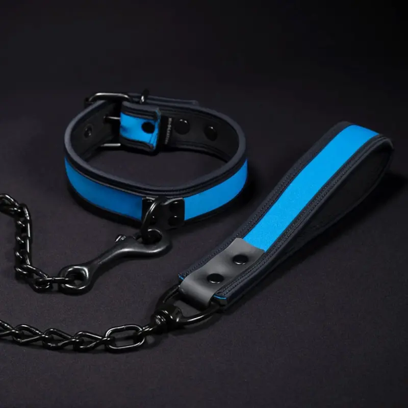 Mr S Leather neoprene puppy leash, 16 colors black hardware | Dark-Ink