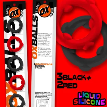 Cockring Oxballs Gearheads 5-pack, grip nubs, silicone | Dark-Ink