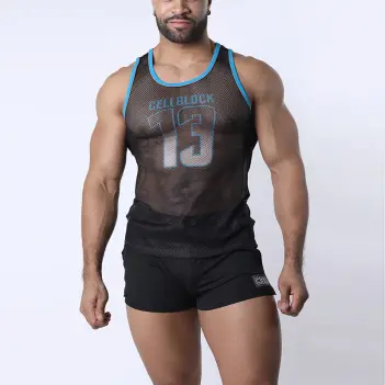 Tank top mesh Chain Reaction CB13, see-through long | Dark-Ink