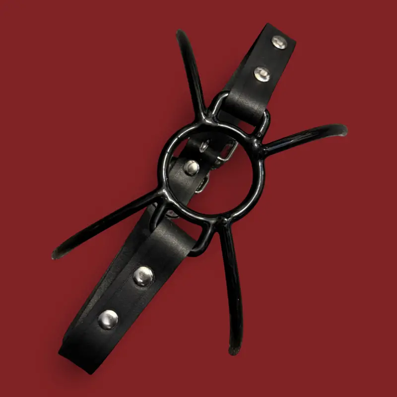 DARKLINE Spider Mouth Gag | Bâillon araignée acier & cuir