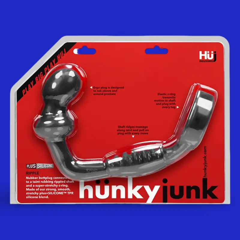 Hünkyjunk RIPPLE – Cockring avec plug stimulateur | Dark-Ink