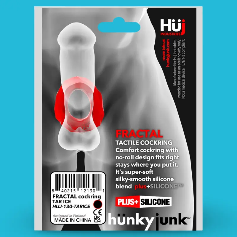 Hunky Junk Fractal Cock Ring, flat no-roll Plus+Silicone | Dark-Ink