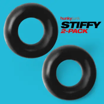 Hunky Junk Stiffy Cock Ring, 2-pack no-roll PLUS+Silicone | Dark-Ink