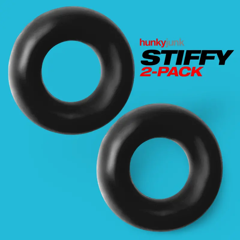 Hunky Junk Stiffy Cock Ring, 2-pack no-roll PLUS+Silicone | Dark-Ink