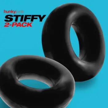 Hunky Junk Stiffy Cock Ring, 2-pack no-roll PLUS+Silicone | Dark-Ink