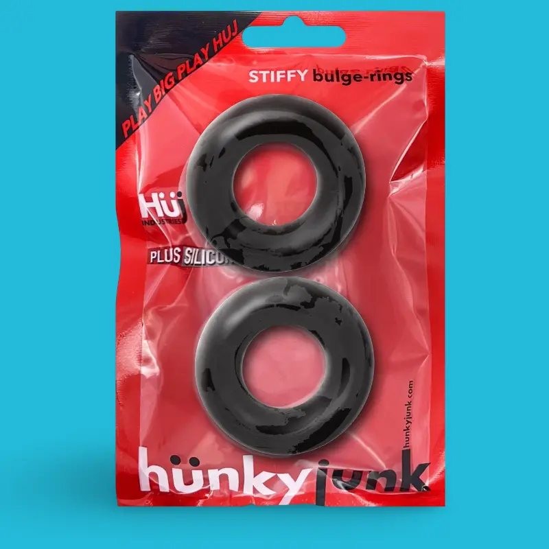 Hunky Junk Stiffy Cock Ring, 2-pack no-roll PLUS+Silicone | Dark-Ink