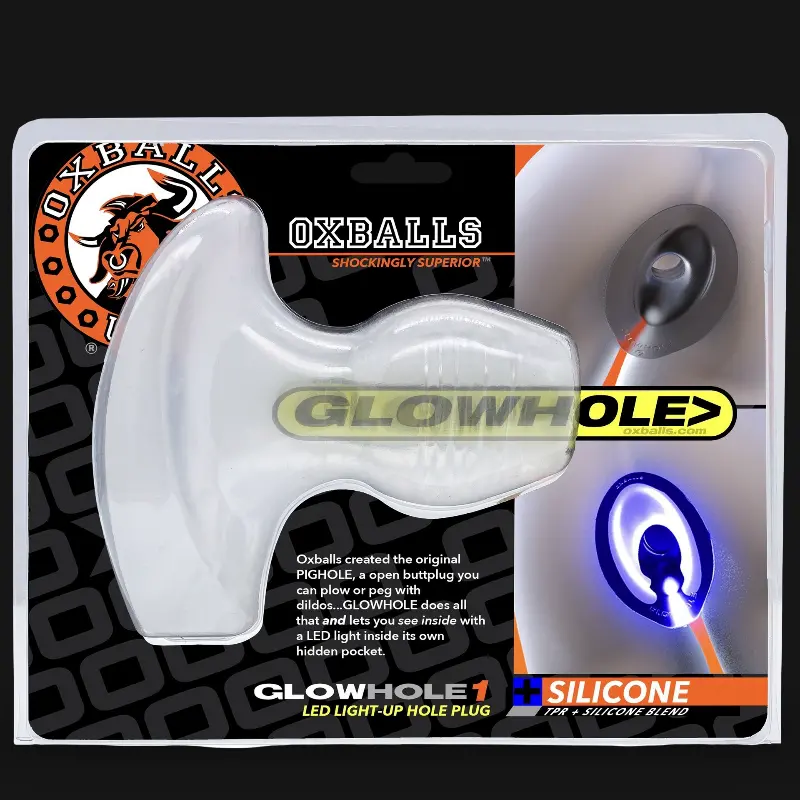 Oxballs Glowhole Analplug, LED 45 Farben, Plus+Silicone | Dark-Ink