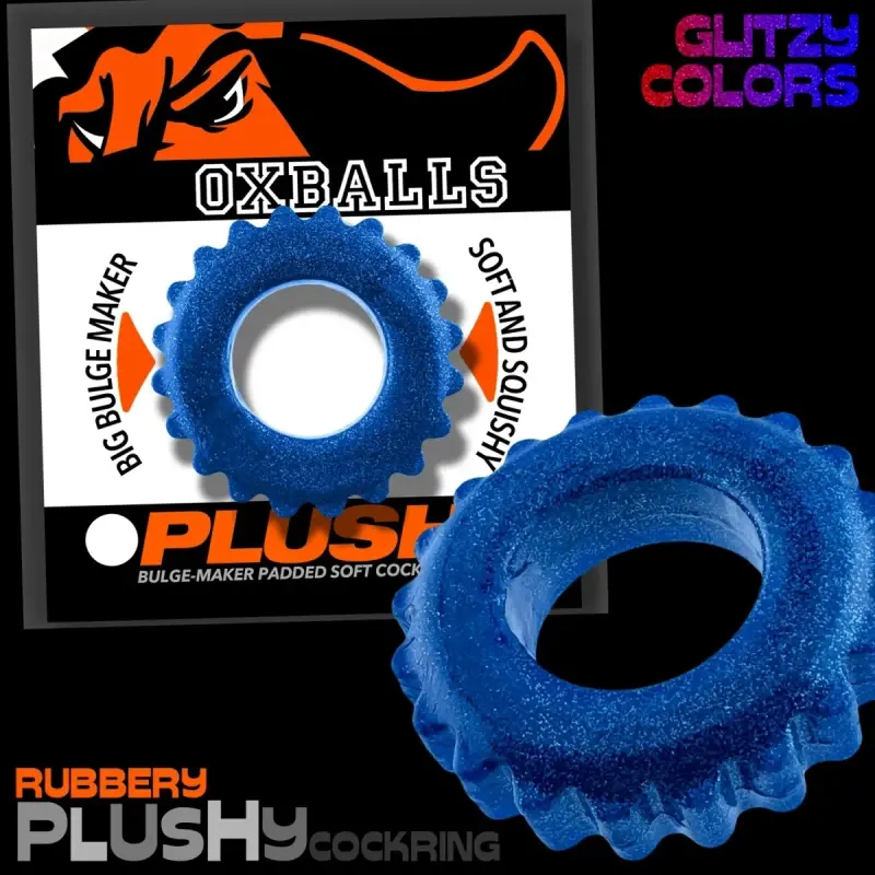 OXBALLS PLUSHY GLITZ – Cockring souple pailleté | Dark-Ink