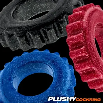 OXBALLS PLUSHY GLITZ – Cockring souple pailleté | Dark-Ink