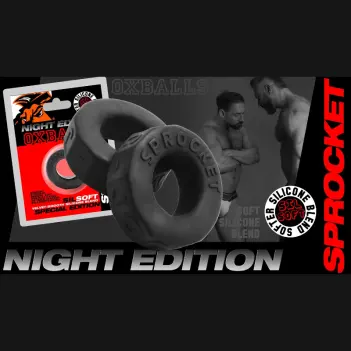 OXBALLS SPROCKET: wide, cushioned cockring for a stable hold. Choose Black flexTPR or the matte Night Edition with its softer, s
