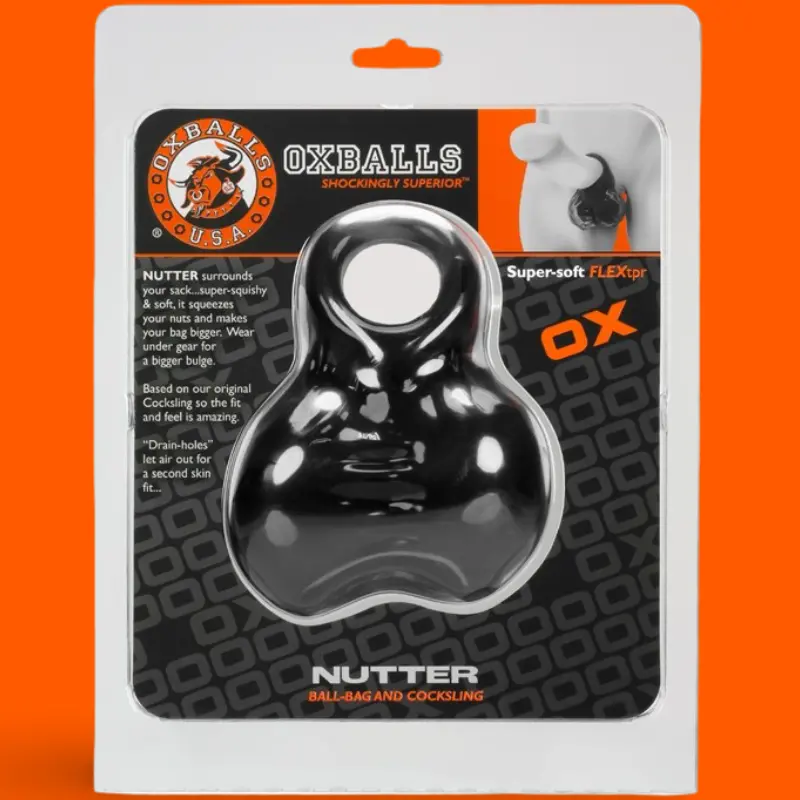 Oxballs NUTTER cocksling+veiny ball-bag rubber nut sack