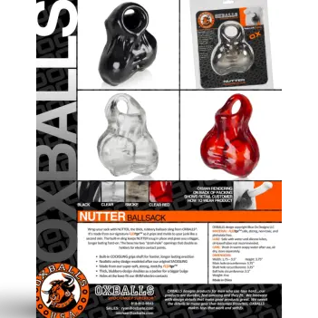 Oxballs NUTTER cocksling+veiny ball-bag rubber nut sack
