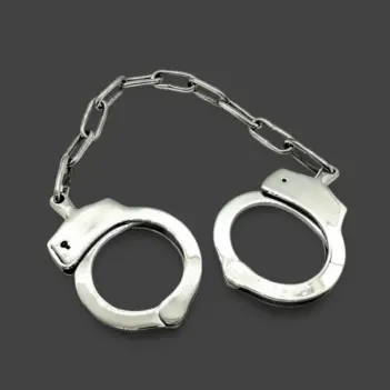 Stainless Steel Police Handcuffs Long Chain | Dark-Ink