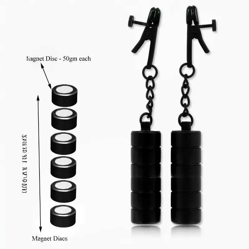 DARKLINE Magnetic Weighted Nipple Clamps – 6 Gewichte | Dark-Ink
