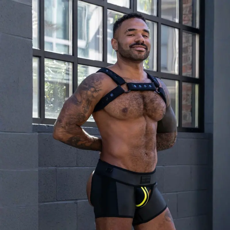 Mr S Leather Neoprene Chap Short Black | Short chap noir