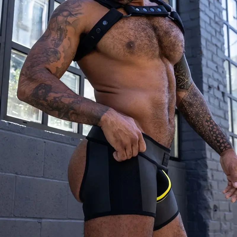 Mr S Leather Neoprene Chap Short Black | Short chap noir