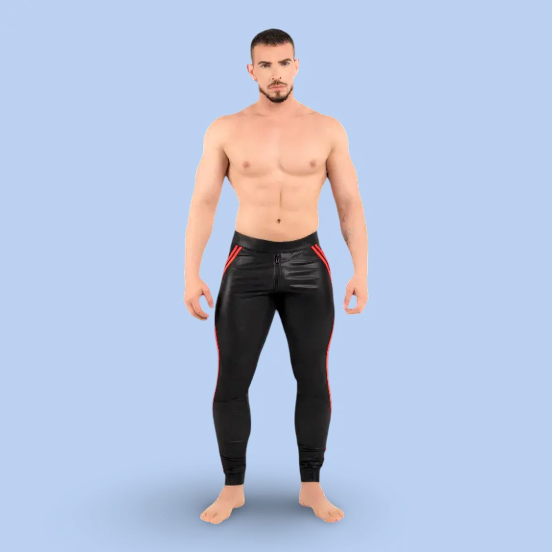 RØK Rebel Skinny Fetish-Hose Open Ass, Racing-Streifen | Dark-Ink