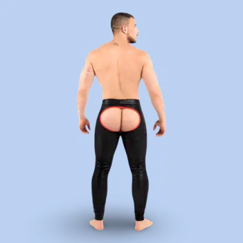 RØK Rebel Skinny Fetish-Hose Open Ass, Racing-Streifen | Dark-Ink