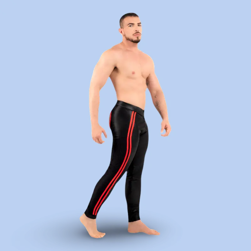 RØK Rebel Skinny Fetish-Hose Open Ass, Racing-Streifen | Dark-Ink