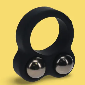 LEVELZ Double Weighted Ball Cock Ring Liquid Silicone Black | Dark-Ink