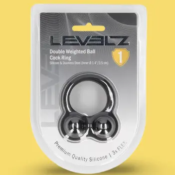 LEVELZ Double Weighted Ball Cock Ring Liquid Silicone Black | Dark-Ink
